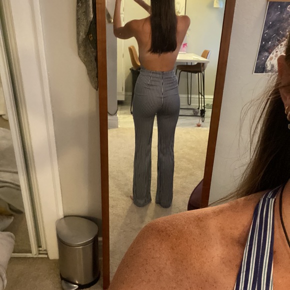 Blue Striped Jumpsuit - Picture 3 of 4